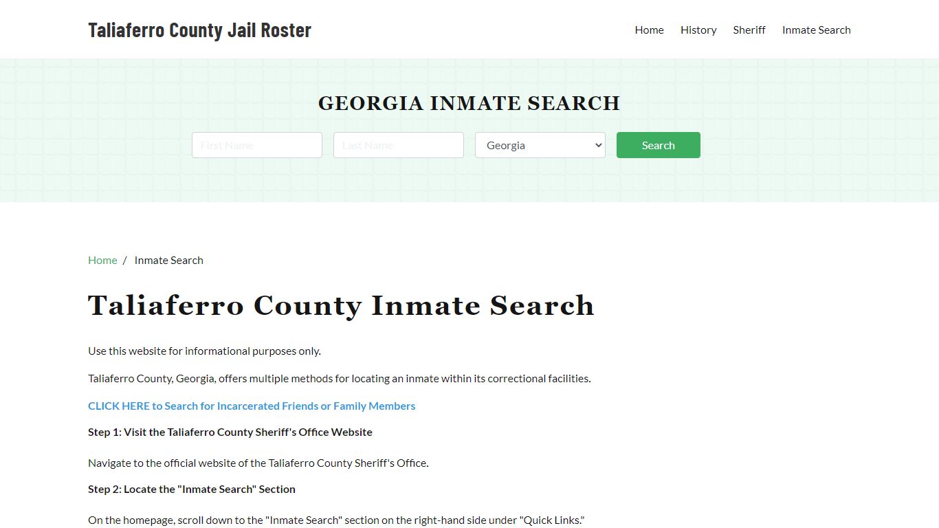 Taliaferro County, GA Detainee Lookup