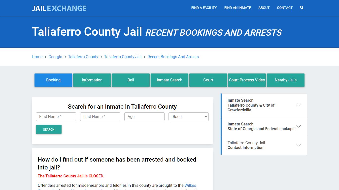 Taliaferro County Jail Recent Bookings And Arrests