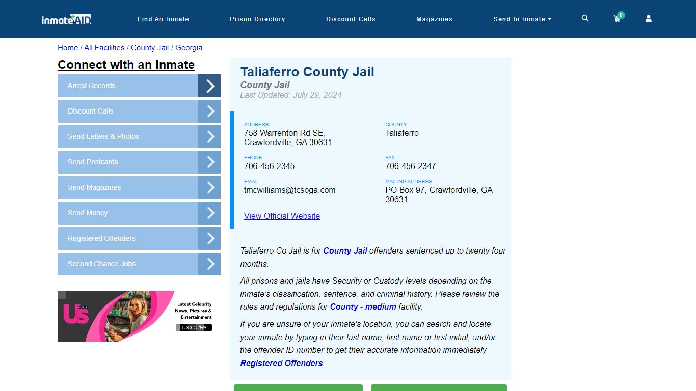 Taliaferro County Jail - Inmate Locator